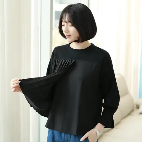 [웬디즈갤러리]언발 플리츠 블라우스 EBL101