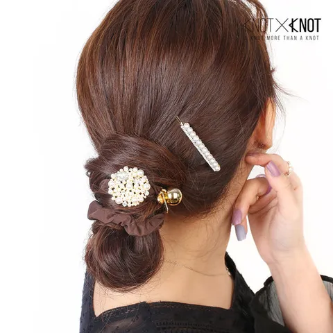 [KNOTXKNOT] 정교한 써클 진주앤큐빅 원 포인트 곱창밴드