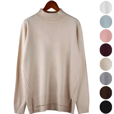 8컬러/부드러운 울니트 루즈핏 반목폴라/티셔츠/미시룩/여성정장