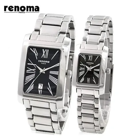 [ 롯데백화점 ][마션틴트(잡화)][레노마] 본사 정품 RE085 B/W 커플 메탈시계