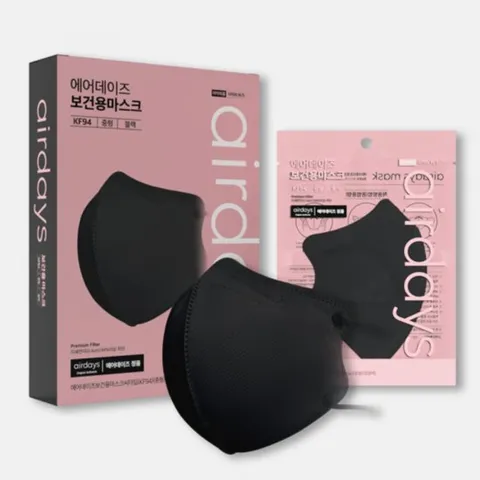에어데이즈 KF94 블랙 새부리형 보건용 마스크 중형 1매입