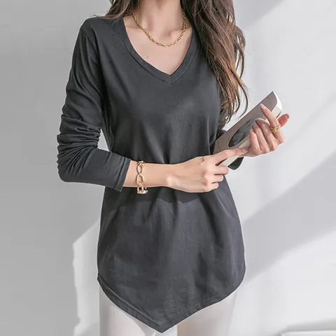 [나크21] (55~88) 슬림 여리핏 롱 티셔츠 KO21-T-04 /빅사이즈