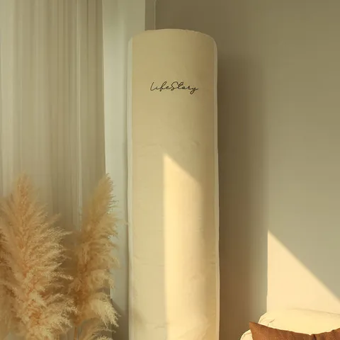 광목 에어컨커버 스탠드형 베이지 가리개 덮개