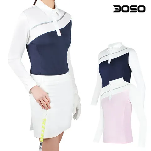 [삼공오공]골프웨어 여성 봄/가을 사선배색 골프티셔츠/WHSHV