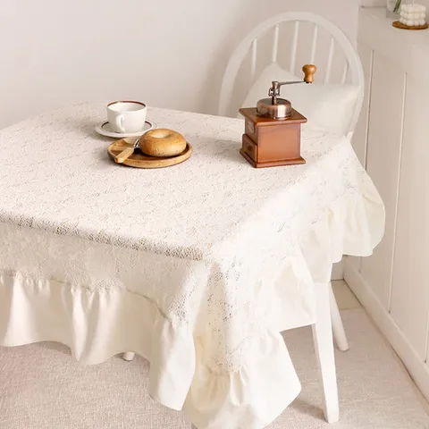 플로레 레이스 프릴 사각식탁보 테이블보 4인 130x150cm