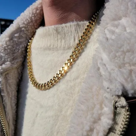 [노블른][노블른] 써지컬스틸 골드 금 10mm 남자 체인 목걸이 (8