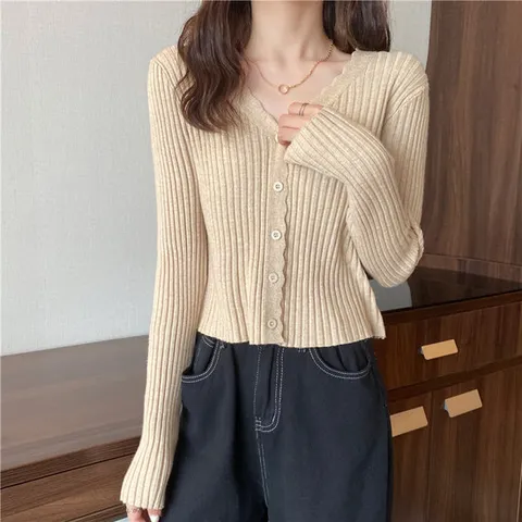 [봄신상특가] 제노 부드럽고 핏예쁜 물결브이넥 골지 니트가디건