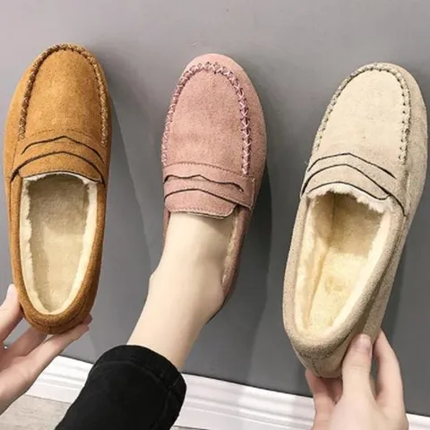 [슈썸] 털신발 모카신 털단화 단화 여성 겨울신발 ZG8891-2