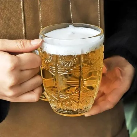 [마물샵] 투명한유리 손잡이 맥주컵 술잔 술컵 500ml 2P