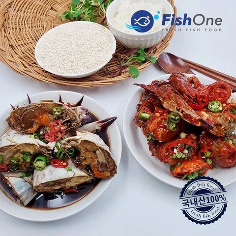 [피시원] 양념꽃게장300gx4팩+알배기 간장꽃게장500gx4팩