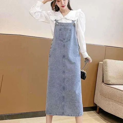 브린디[3664]-서스펜더 데님 원피스
