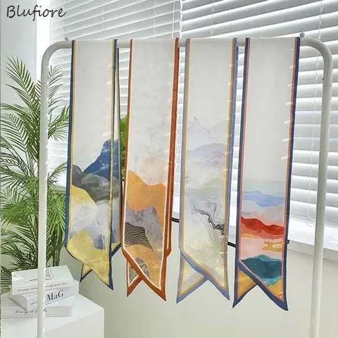 [블루피오레] 풍경화 타이 양면 트윌리 스카프 AF4061