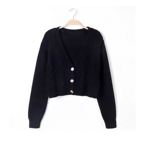 여성니트카디건 1P 여자 숏 슬림핏 브이넥 가디건 여성가을가디