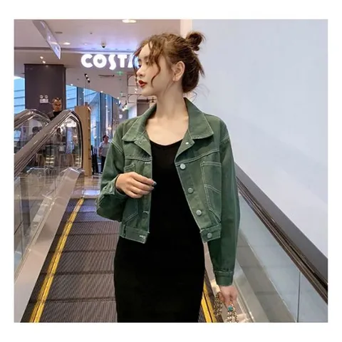 여성데님자켓 1P 여자 오버핏 짧은 크롭 청자켓 흰색 데님자켓