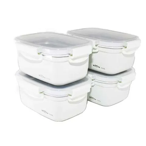 하츠 데코 스텐 밀폐용기 세트 CKA-5202Y (0.65L 4개)