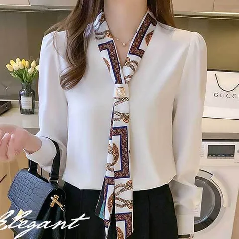 핏예술[8393]-칼라리본 블라우스