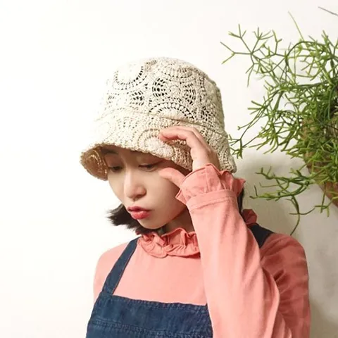 [앞머리]로맨틱 플라워 크로셰 니트뜨개 벙거지햇n324