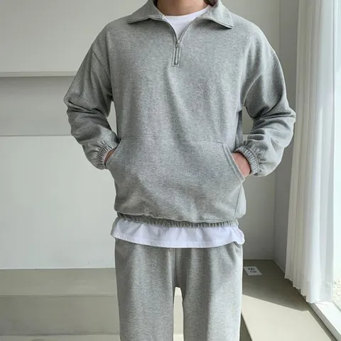 [게리오]특양면 반집업 카라 포켓 맨투맨 티셔츠