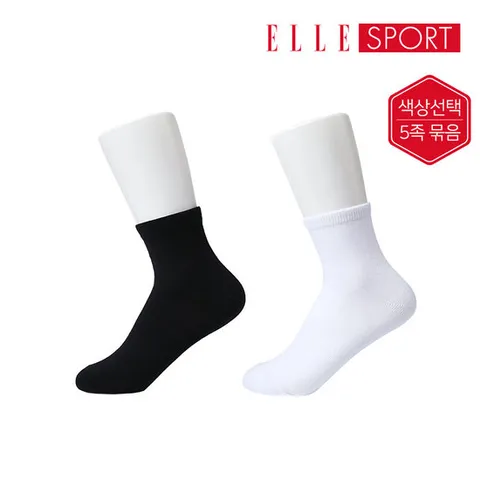 [ 롯데백화점 ][ELLE양말]숙녀 무지 중목 5족 묶음 ES20125_5