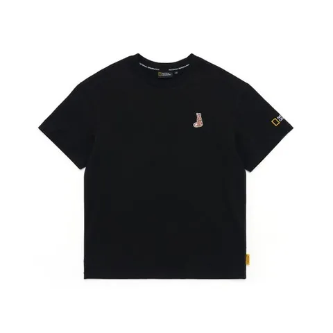 내셔널지오그래픽 K222UTS950 키즈 동물 와펜 반팔 티셔츠 BLACK