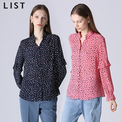 [리스트]패플단독-[리스트] 프릴 포인트 프린트 블라우스
