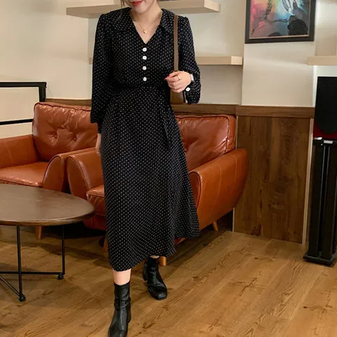 [이쁘다] 폴카 쁘띠 도트 셔츠 원피스