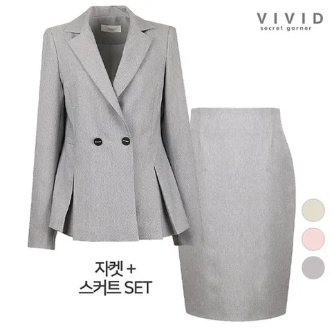 VIVID SET 여성 맞주름트임 정장자켓+스커트 세트