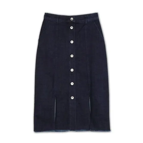 [카이아크만][카이아크만] 단추 포인트 골반 미디 청치마(KPCDS3