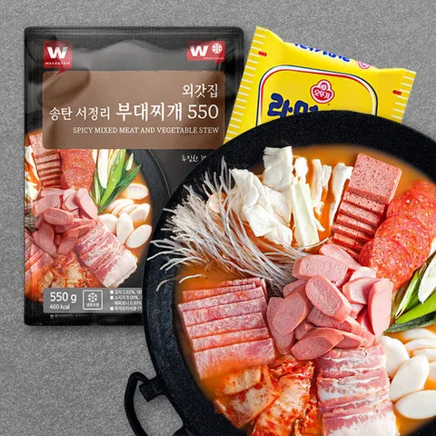 [외갓집] 햄 듬뿍 서정리 부대찌개 550gx3팩(라면사리 1개 포함)