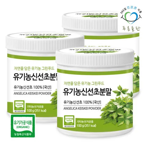 푸른들판 유기농 신선초 분말 가루 명일엽 100g 3개 야채 생식 가루