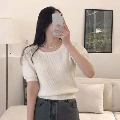 [4color/봄 ] 핏예쁜 유넥 반팔 니트_체리체리