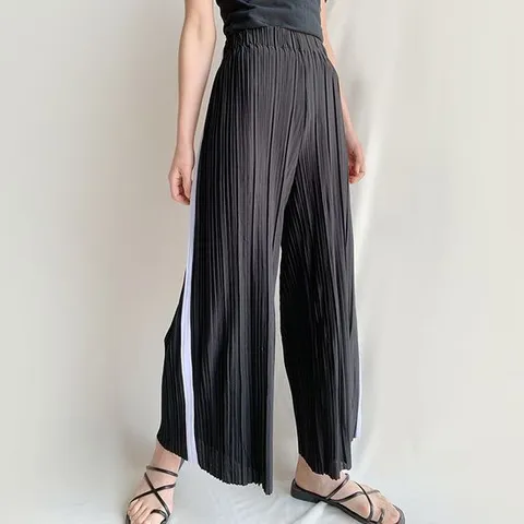 [르찌나]여자 와이드 슬랙스 하이웨스트 플리츠 팬츠 탱고