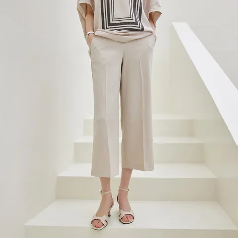 [모노앳디][신축성있는린넨소재]랄로 린넨 9부 통바지