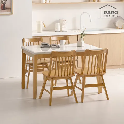 라로퍼니처 알토 1200 천연 대리석 4인 회전의자 식탁 세트 (식탁+의자4)