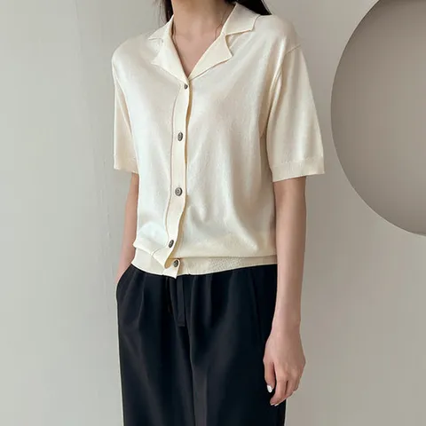 [어반프랑] 엠지2 반팔 카라 비스코스 쿨 썸머 니트 가디건