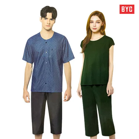 BYC 쿨피아 남녀 인견 홈웨어 상하세트/시원한 이지웨어