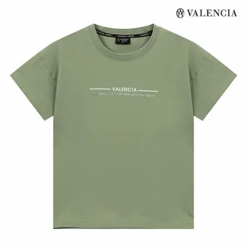 [발렌시아 주니어]두줄 나염 티셔츠 그린