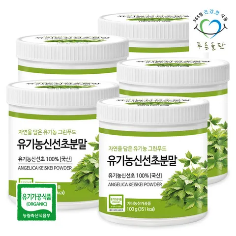 푸른들판 유기농 신선초 분말 가루 명일엽 100g 5개 야채 생식 가루