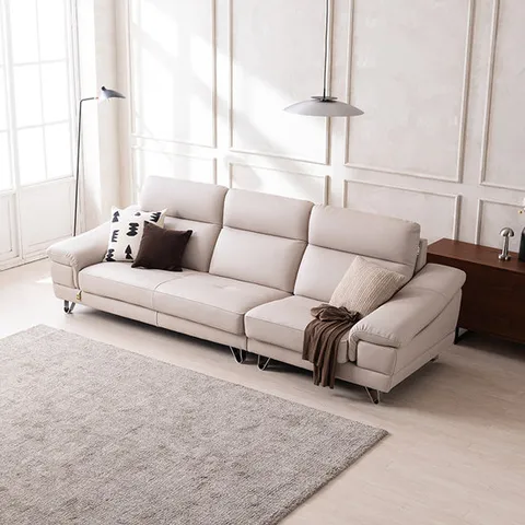 [다우닝] 레아 스테디 4인 전체 통가죽 소파