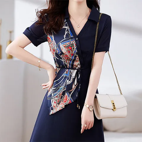 [클리어런스 세일] 레이어드 셔츠 랩 원피스