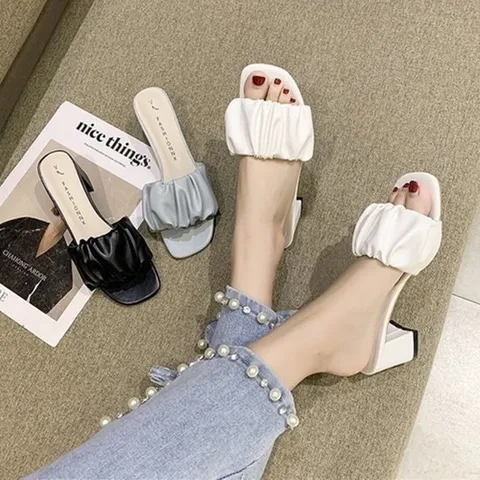 쏭스마켓 셔링포인트 미들힐 슬리퍼 3203