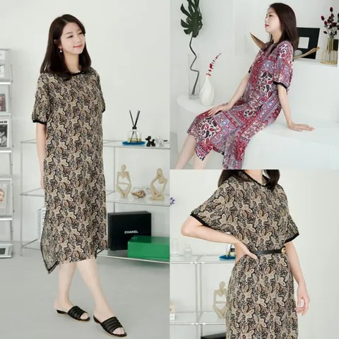 [쉬즈마담]N2387 루즈핏 인견 롱트임원피스/엄마옷/40대여성의류