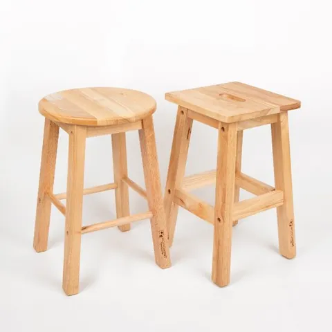 고무나무 원목 스툴 나무 의자 기본형 (원형/사각)