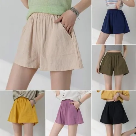 [깨비몰] 여성 데일리 린넨 큐롯팬츠 허리밴딩 마반바지