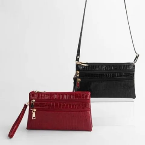 여성 크로커다일 투지퍼 크로스백