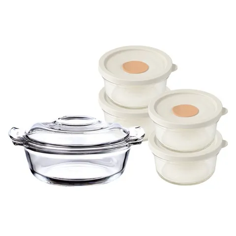 글라스락 렌지쿡 코지밀크 볶음밥덮밥용(유리) & 햇밥용기 4조