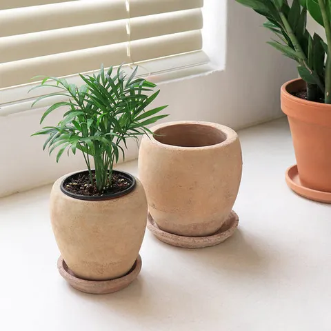 빈티지 코티팟 베트남 토분 받침세트 12호 테라코타 앤틱 화분
