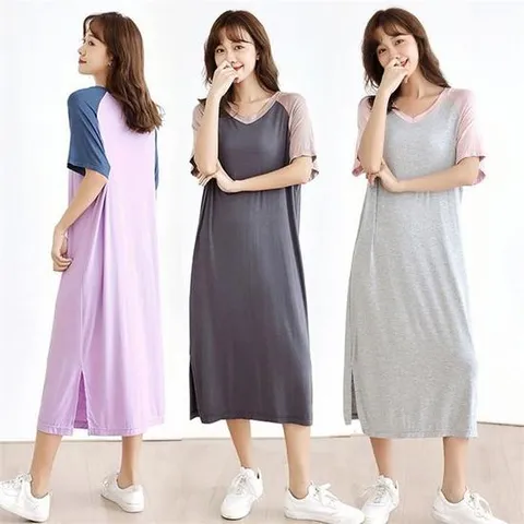 [오노마] ONM 여자 나그랑 데일리 추즈핏 롱 반팔 원피스 케주얼