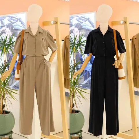 [ 롯데백화점 ][플라스틱아일랜드]핀턱카라 점프수트 PN2WP504