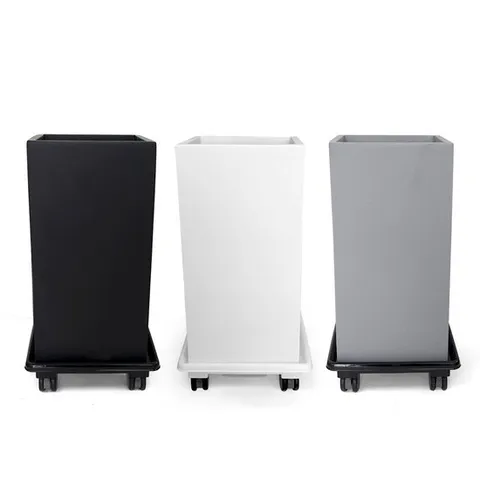 플라스틱 고강도 FRP 사각 하이 인테리어 대형 화분 받침세트